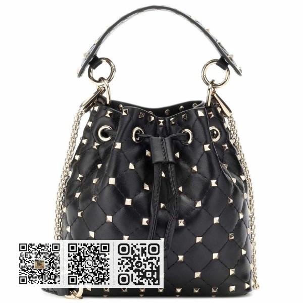 Valentino 小号 Noir Rockstud Spike 水桶包