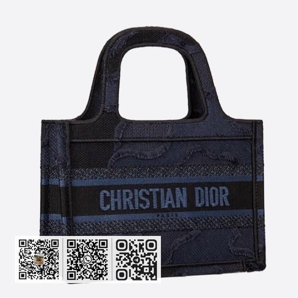 Dior 蓝色迷彩帆布迷你 Book 托特包