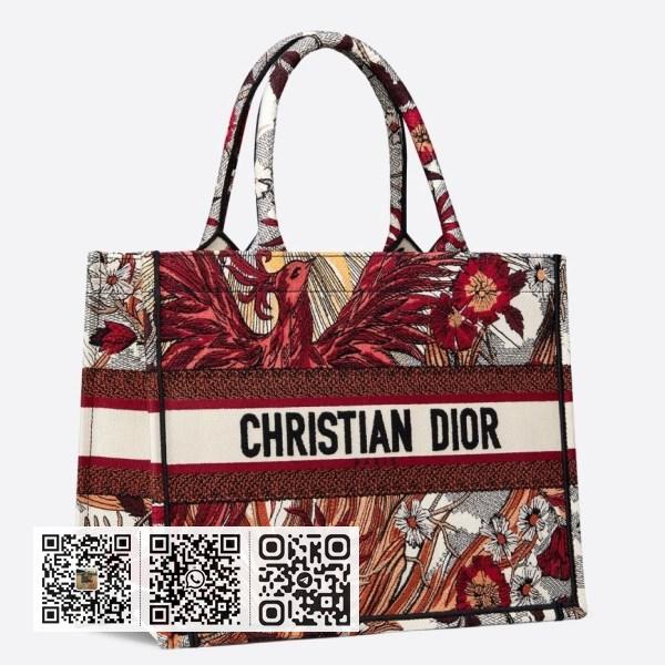 Dior 小号红凤凰帆布 Book 托特包