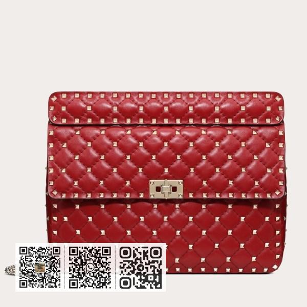 Valentino 红色大号 Free Rockstud Spike 链条包