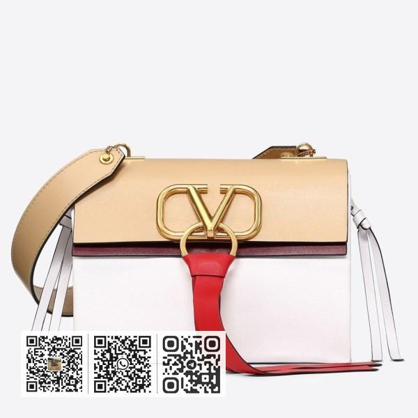 Valentino Garavani 米色/白色小号 VRing 单肩包