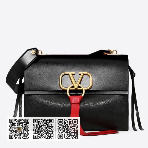 Valentino Garavani 黑色中型 VRing 单肩包