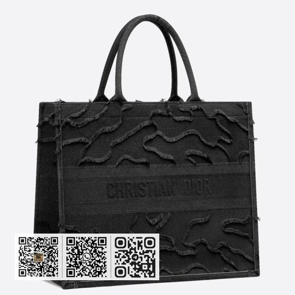 Dior Book 黑色迷彩刺绣帆布手提包