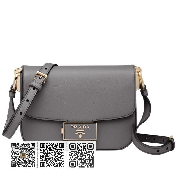 Prada Emblem 灰色 Saffiano 皮革包