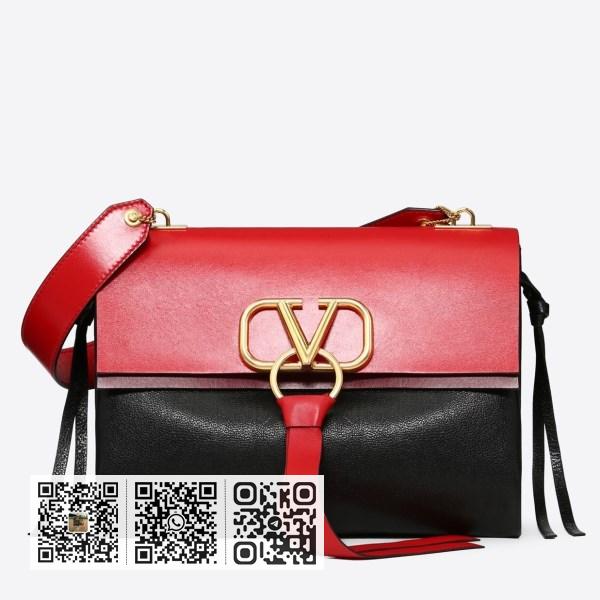 Valentino Garavani 红色/黑色中型 VRing 单肩包