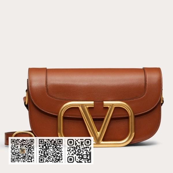 Valentino Supervee 棕色皮革斜背包