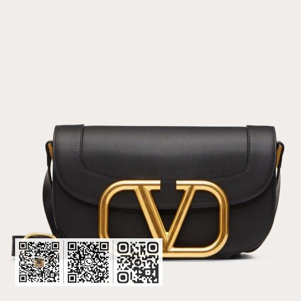 Valentino Supervee 黑色皮革斜背包