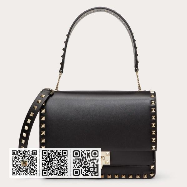 Valentino Rockstud 黑色小牛皮斜背包