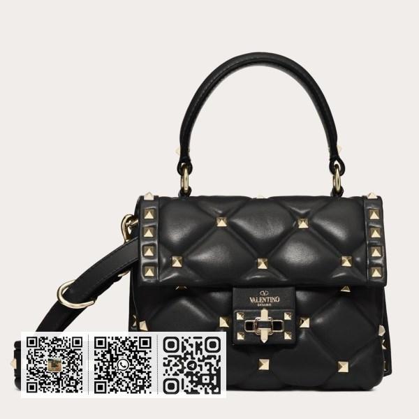 Valentino Candystud 黑色小羊皮迷你手提包