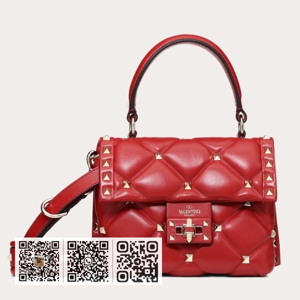 Valentino Candystud 红色小羊皮迷你手提包