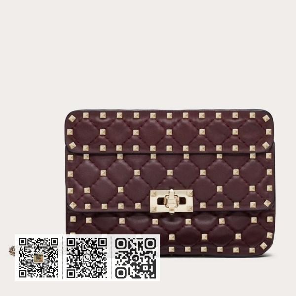 Valentino Rockstud Spike 小号波尔多小羊皮包