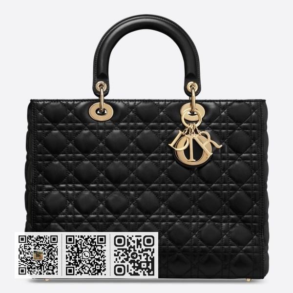 Dior 大号 Lady Dior 黑色小羊皮包