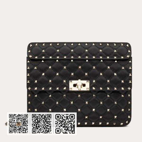 Valentino Rockstud Spike 中型黑色纳帕皮包