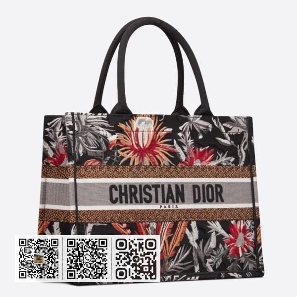Dior 黑色迷彩花卉小号书本托特包