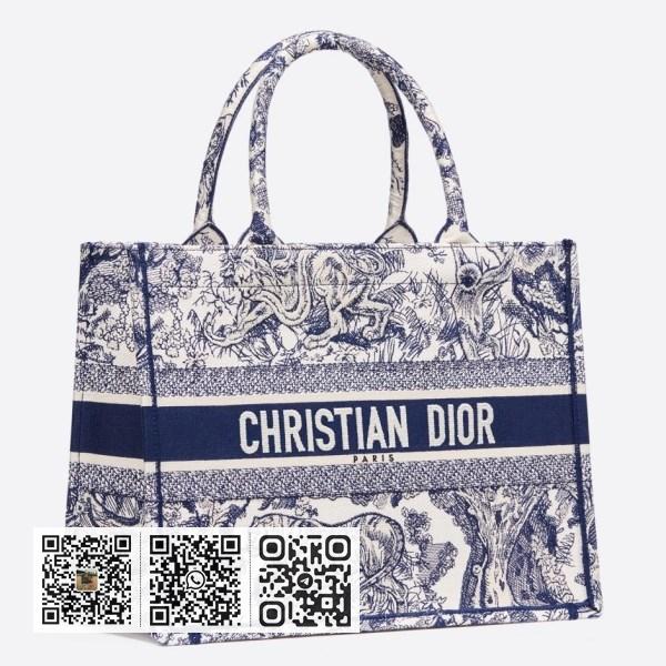 Dior 小号蓝色 Toile De Jouy 帆布 Book 托特包