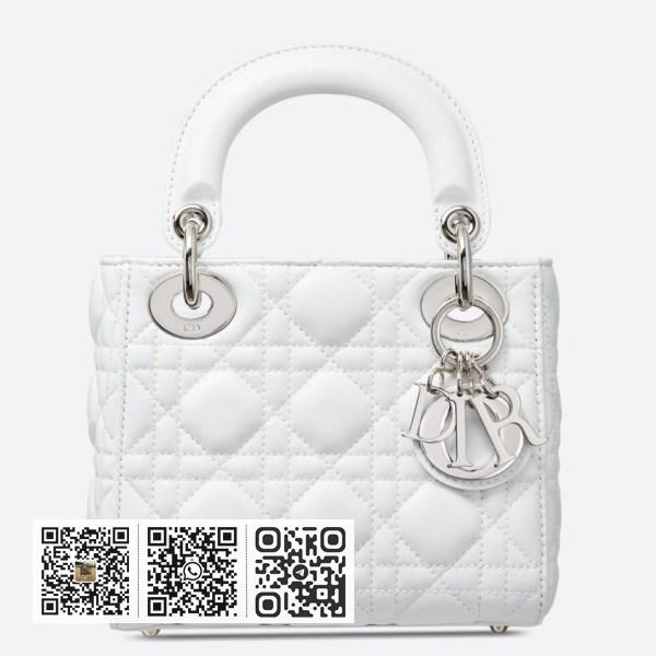 Dior 迷你 Lady Dior 白色小羊皮包