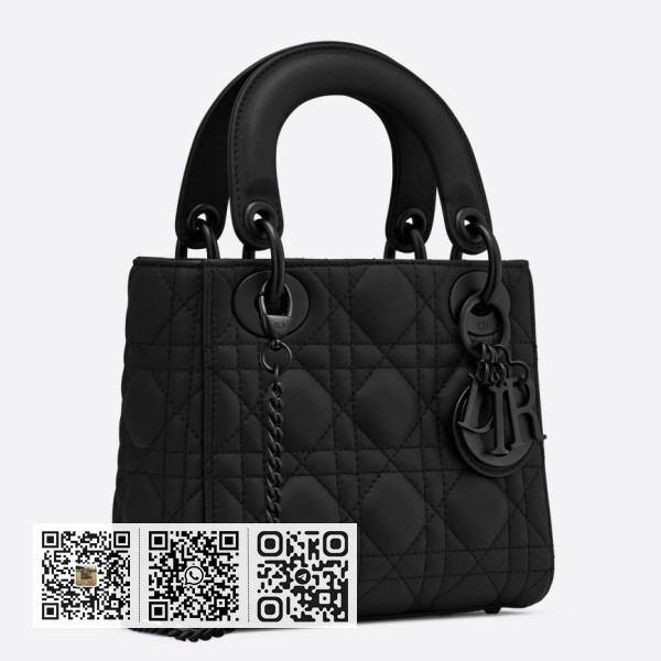 Dior 迷你 Lady Dior 黑色超雾面小牛皮包