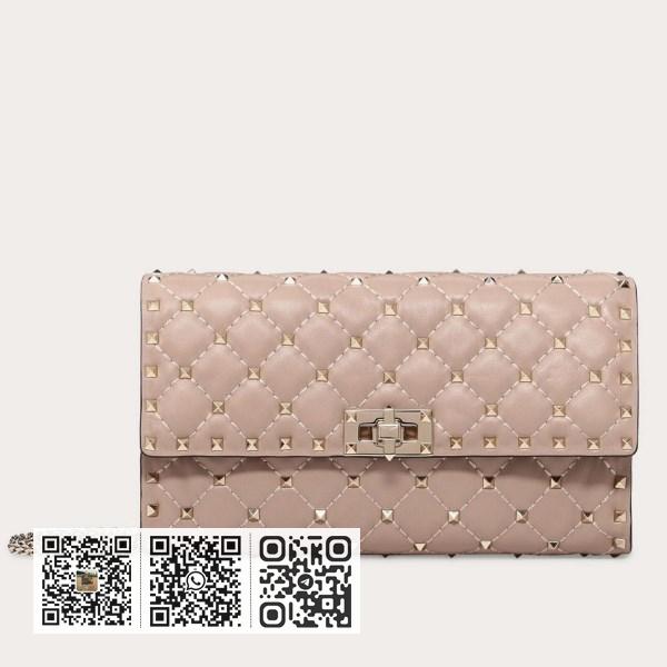 Valentino Rockstud Poudre 小羊皮 Spike 链条手拿包