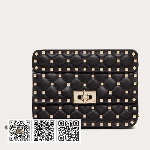 Valentino Rockstud Spike 小号黑小羊皮包