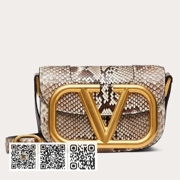 Valentino 小号 Supervee 压花蟒蛇皮斜背包