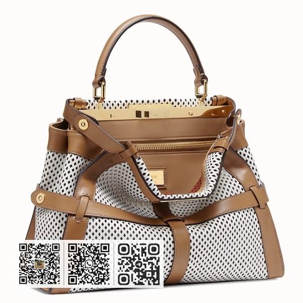 Fendi Peekaboo 中型白色穿孔小牛皮包