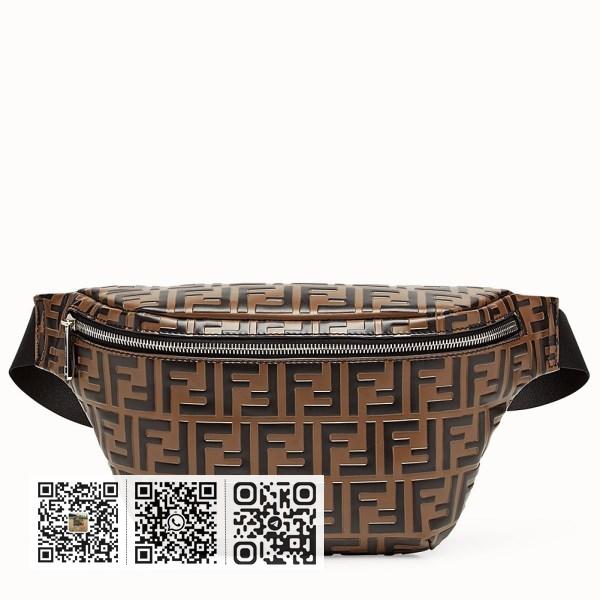 Fendi FF 图案压花小牛皮腰包