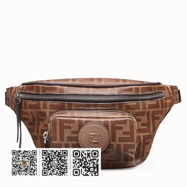Fendi FF 图案釉面布料腰包