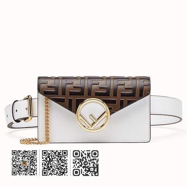 Fendi FF 图案白色 Kan I F 腰包
