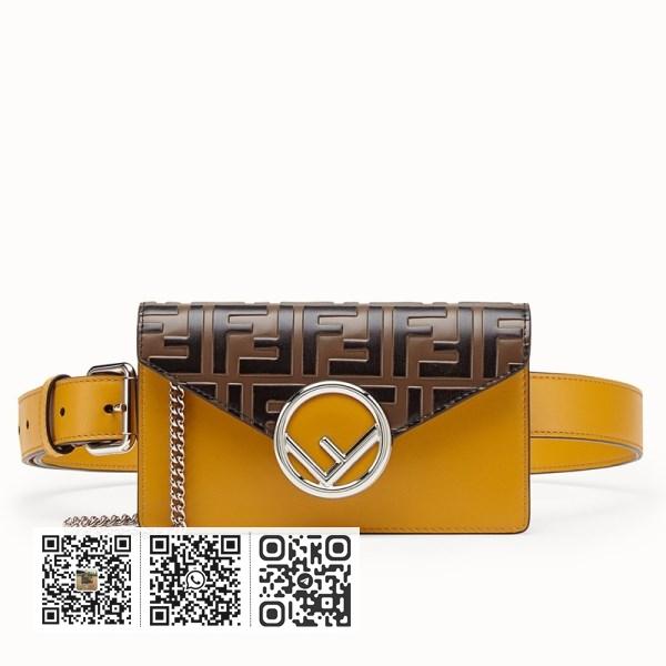 Fendi FF 图案黄色 Kan I F 腰包