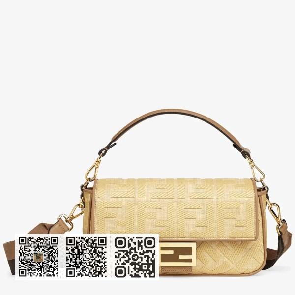 Fendi Baguette 中型天然草编包