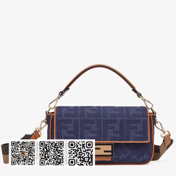 Fendi Baguette 中型蓝色牛仔布包