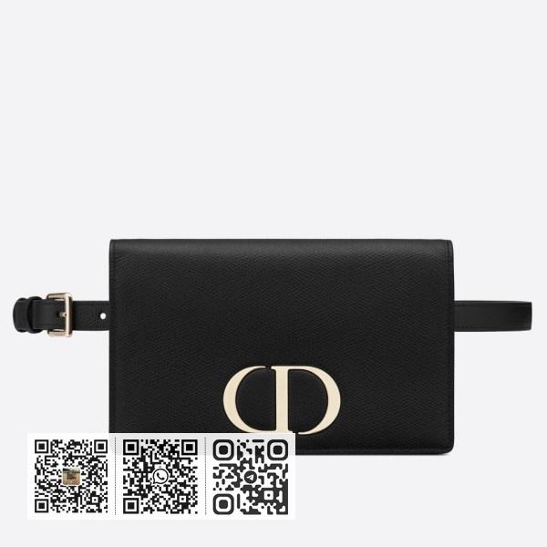 Dior 30 Montaigne 2 合 1 黑色小牛皮腰包