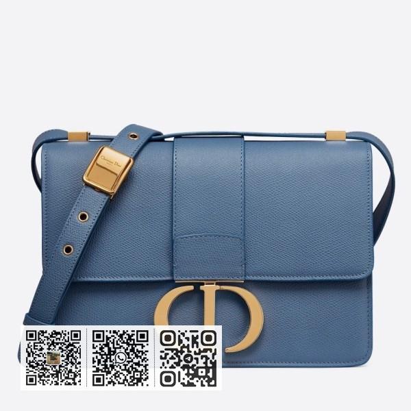 Dior 30 Montaigne 牛仔蓝粒面小牛皮包