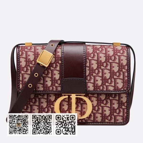 Dior 30 Montaigne 酒红色斜提花帆布包
