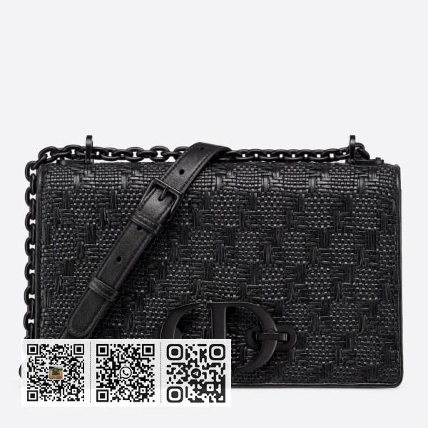Dior 30 Montaigne 黑色编织小羊皮链包