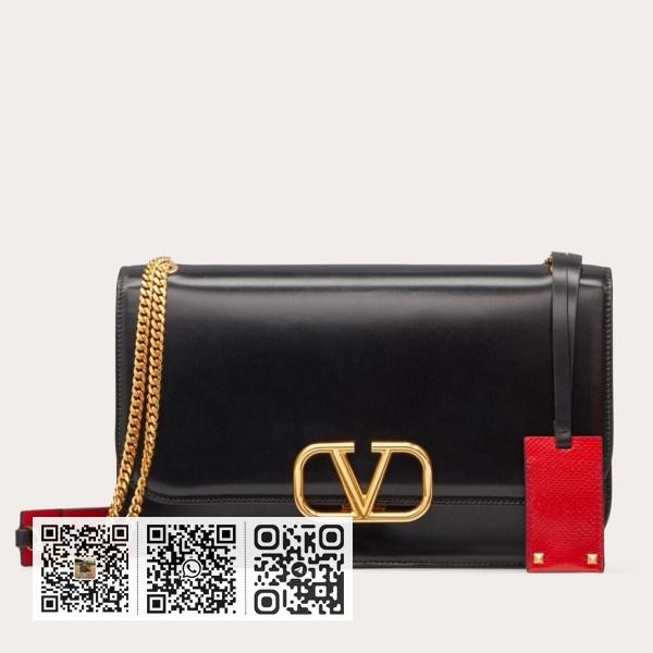 Valentino 中黑色小牛皮 Vlock 单肩包