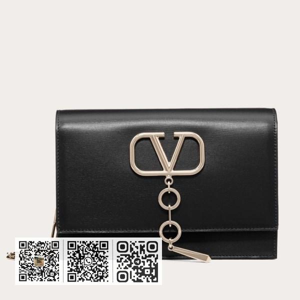 Valentino Vcase 黑色小牛皮小号链条包