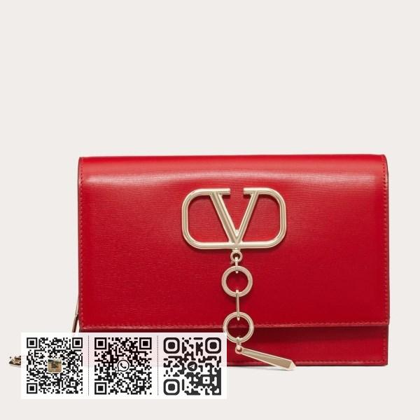 Valentino Vcase 小号红色小牛皮链条包
