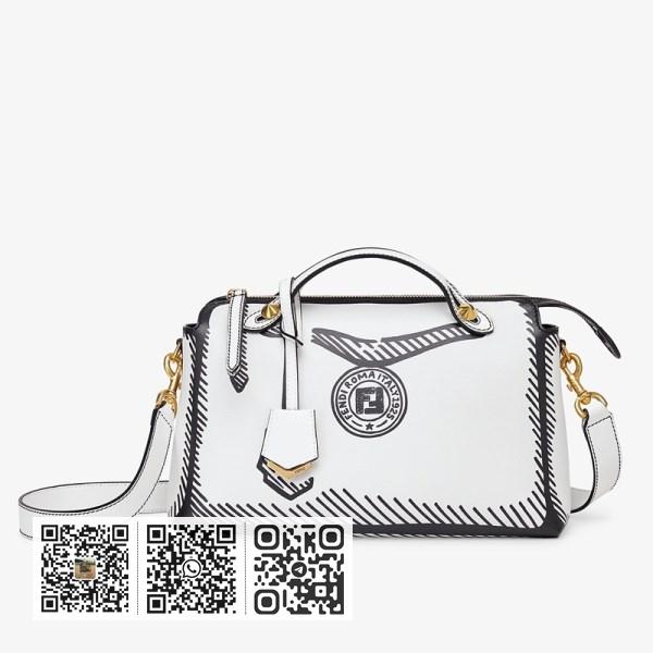 Fendi By The Way 中型白色印花皮革包