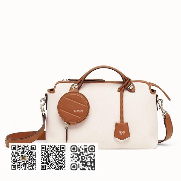 Fendi By The Way 中型棕褐色皮革帆布包