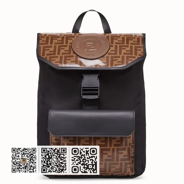 Fendi FF 图案釉面布料尼龙背包