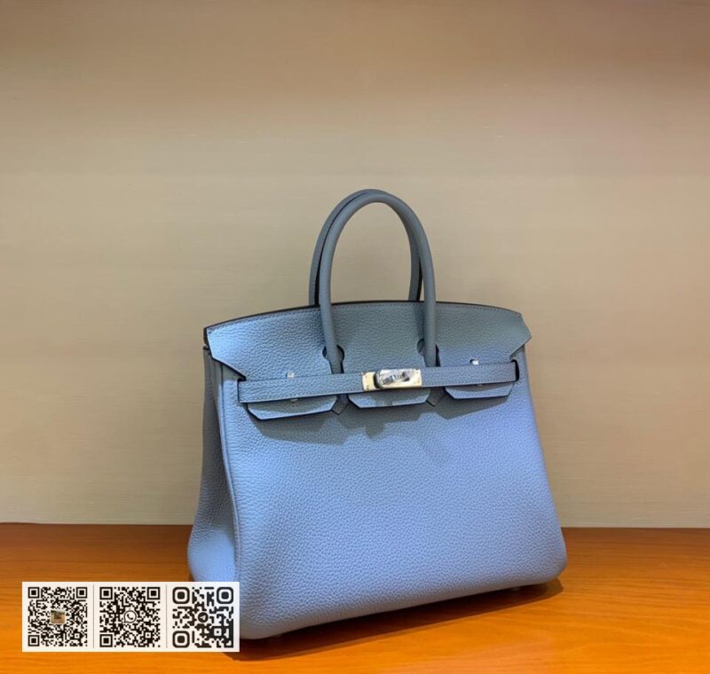 Birkin 25cm togo 亚麻蓝 银扣全手工蜡线 - Image 3