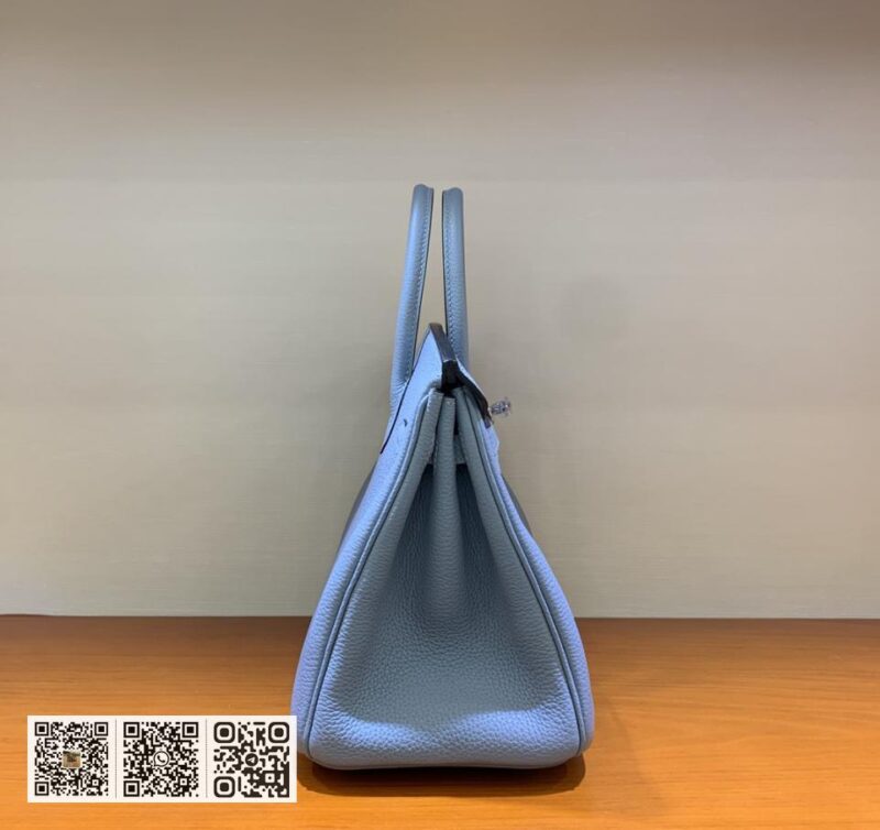 Birkin 25cm togo 亚麻蓝 银扣全手工蜡线 - Image 4
