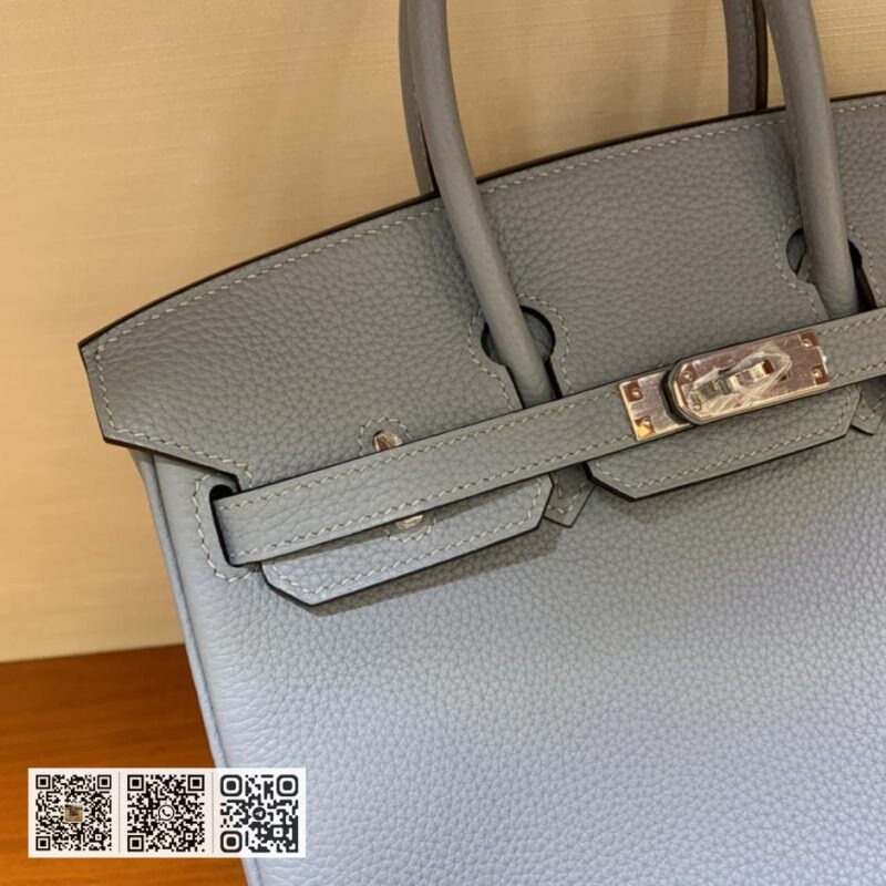 Birkin 25cm togo 亚麻蓝 银扣全手工蜡线 - Image 5