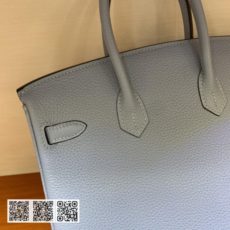 Birkin 25cm togo 亚麻蓝 银扣全手工蜡线 - Image 6