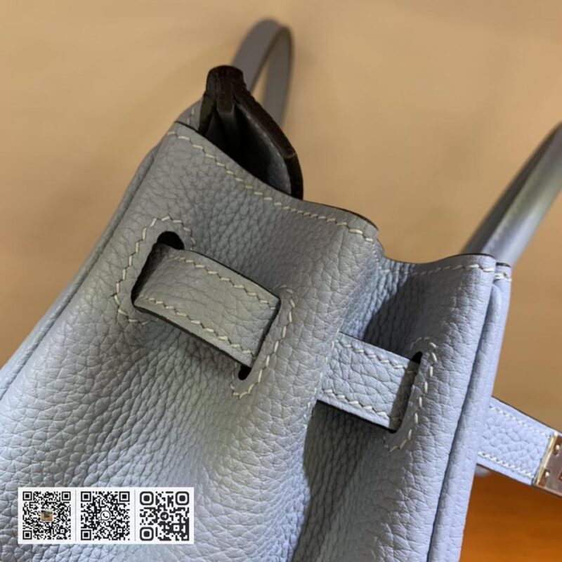 Birkin 25cm togo 亚麻蓝 银扣全手工蜡线 - Image 7