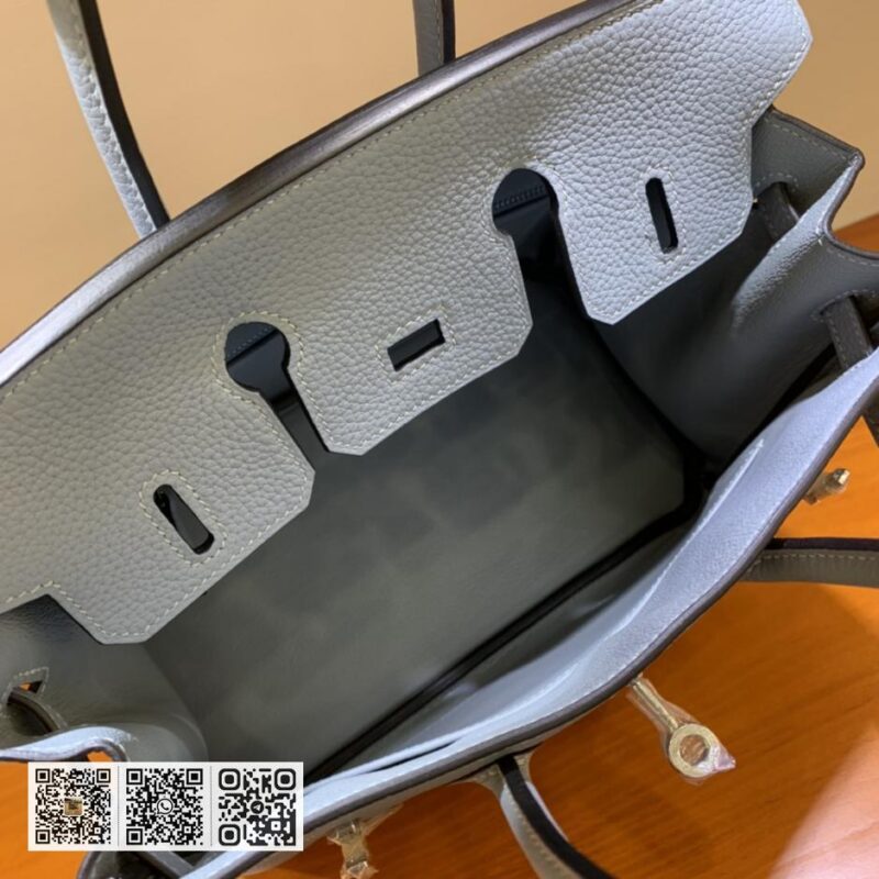 Birkin 25cm togo 亚麻蓝 银扣全手工蜡线 - Image 9