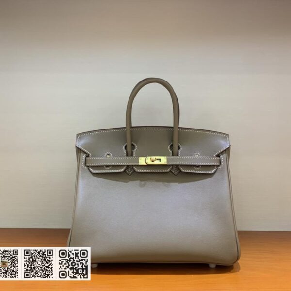 Birkin 25cm swift 大象灰 金扣 全手缝法国蜜蜡线