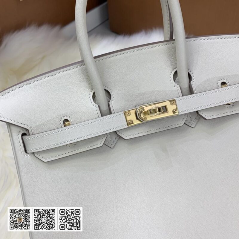 Birkin 25cm swift 奶昔白 金银扣 - Image 5