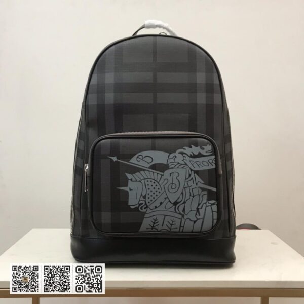 Burberry顶级原单 London 格纹拼皮革双肩包